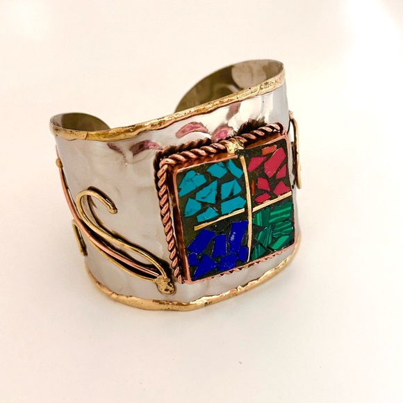 Colorful Mosaic Cuff Bracelet - Picture 2 of 2